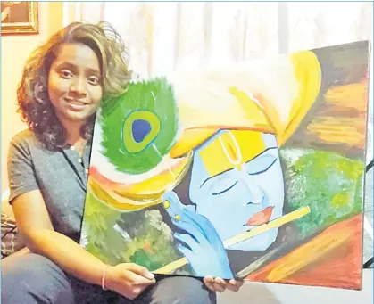  ?? Picture: SUPPLIED ?? Kristel Nikita Shukla with one of her paintings.