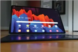  ??  ?? The Galaxy Tab S7+ is built as well as an iPad Pro