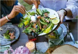  ??  ?? Super crunchy, super fresh salad can feel indulgent, layered with smoked salmon