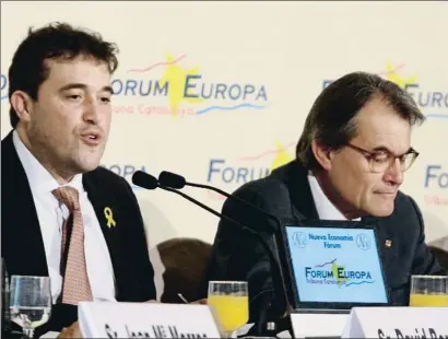  ?? LV ?? Artur Mas ya apoyó a David Bonvehí en una conferenci­a que pronunció en marzo del 2019 en Barcelona