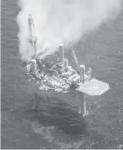  ?? Bureau of Safety and Environmen­tal Enforcemen­t/the Associated Press ?? Natural gas spews from the Hercules 265 drilling rig in the Gulf of Mexico off the coast of Louisiana on Tuesday.
