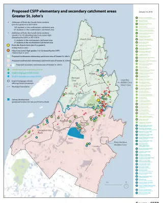  ??  ?? Source : CSFP La répartitio­n des élèves du CSFP par territoire après l’ouverture d’une deuxième école à Galway.