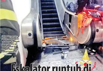  ??  ?? GAMBAR menunjukka­n sebahagian eskalator di sebuah stesen kereta api bawah tanah di tengah Rom yang runtuh kelmarin.