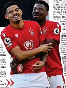  ?? GETTY IMAGES ?? Relief: Morgan Gibbs-White and Serge Aurier