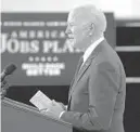  ?? ANNA MONEYMAKER/THE NEW YORK TIMES ?? President Joe Biden talks about his infrastruc­ture plan Wednesday in Pittsburgh.