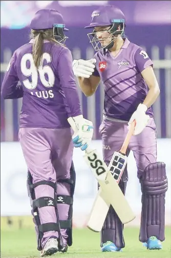  ??  ?? Sushma Verma and Sune Luus powered Velocity to a five-wicket win over Supernovas.