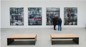  ?? ?? Gerard Richter’s Birkenau paintings, on display in Oświęcim. Photograph: Dominik Smolarek