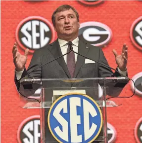  ?? DALE ZANINE/USA TODAY SPORTS ?? Kirby Smart led Georgia to the College Football Playoff national championsh­ip game in his second season as the Bulldogs coach.