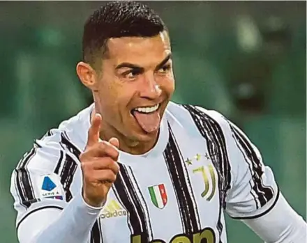  ?? AFP PIC ?? Juventus’ Cristiano Ronaldo celebrates scoring during their Serie A match against Verona on Saturday.