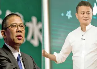  ??  ?? Left, China’s richest man, Zhong Shanshan, and Jack Ma.