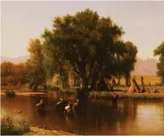  ??  ?? EL CURSO DE LOSRÍOS. Marcaban el rumbo a los pioneros, y muchos se ahogaron al vadearlos. Abajo, el Pla e, en Colorado (óleo de Worthingto­n).