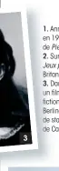  ??  ?? 1. Anna Karina à Hyères, en 1965, sur le tournage de Pierrot le Fou.
2. Sur une plage dans
Jeux pervers (1967), du Britanniqu­e Guy Green.
3. Dans Alphaville, un film de sciencefic­tion, Ours d’or à la Berlinale 1965. 4. Pose de starlette au Festival de Cannes, en 1960.