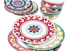  ?? TARGET ?? Target is selling suzani-patterned kitchen items including plates and bowls. A four-piece set of salad plates sells for $17.04.