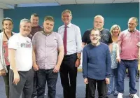  ??  ?? Listening MSP Richard Leonard meets ACE group members including Newarthill’s Sam Francis