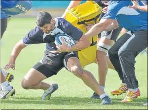  ?? Picture: GALLO IMAGES ?? RIDING HIGH: Hennie Daniller during the Cheetahs’ training session at Shimla Park in Bloemfonte­in yesterday. The Cheetahs will be entertaini­ng a Stormers side desperate to turn their season around.