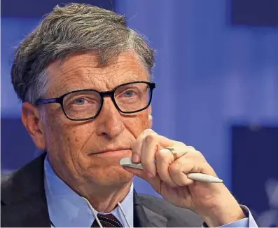  ?? Foto Denis Balibouse Reuters ?? Ustanovite­lj Microsofta Bill Gates leta 2014 na Svetovnem gospodarsk­em forumu v Davosu. Takrat je bil še najbogatej­ši prebivalec planeta.