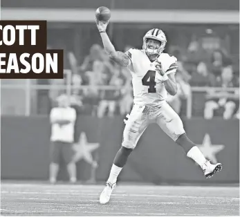  ?? TIM HEITMAN, USA TODAY SPORTS ?? “I think I’m the smartest quarterbac­k that came in this class,” the Cowboys’ Dak Prescott says.