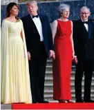  ??  ?? Palace VIPs: (l-r) Melania, Trump, Theresa May and husband Philip