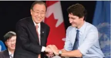  ?? CHRIS ROUSSAKIS/AFP/GETTY IMAGES FILE PHOTO ?? The prime minister, seen with UN Secretary General Ban Ki-moon, should leverage his influence to push for changes at the UN, writes Tim Harper.