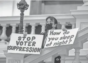  ?? ALYSSA POINTER/ AP ?? Protest at the Georgia Capitol in Atlanta last month.