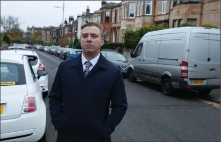  ??  ?? Councillor Allan Casey is among those raising concerns about parking pressures in Dennistoun Pictures: Mark Gibson