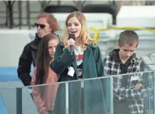 ?? GETTY IMAGES ?? Jackie Evancho rehearses singing the National Anthem on the West Front of the U.S. Capitol on Thursday in Washington, D.C.