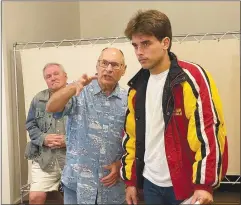  ?? (Courtesy Photos) ?? Robert Mayfield (left), Gerald Geile and Ethan Hunt rehearse for “Hidden in This Picture,” directed by Amy Eversole as part of “A Night of One Acts” presented Sept. 23-24 by the Theatre Collective of Northwest Arkansas.