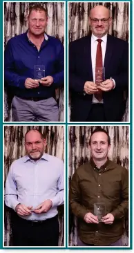  ?? ?? Pictured right receiving their Long Service awards are (clockwise from top left): Rodney Woods, David Morrison, Tommy Mcnally and John Mccordick.