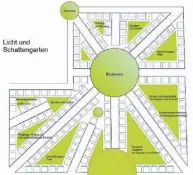  ?? GRAFIK: STADTBETRI­EBE ?? Auf dieser Grafik ist die geplante sternförmi­ge Wegeführun­g zu erkennen.