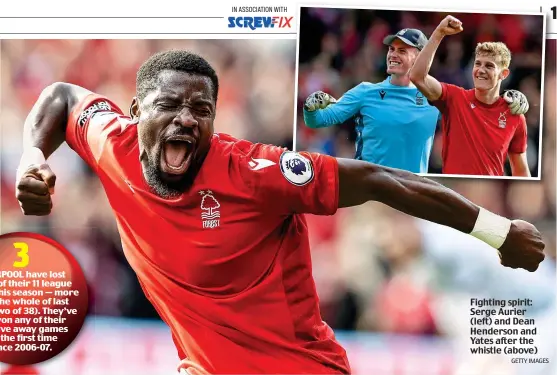  ?? GETTY IMAGES ?? Fighting spirit: Serge Aurier (left) and Dean Henderson and Yates after the whistle (above)