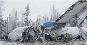  ?? TRANSPORTA­TION SAFETY BOARD OF CANADA ?? All 25 people on board this twin-engine ATR-42 turboprop survived after it crashed close to the Fond-du-Lac air strip in northern Saskatchew­an on Wednesday night.