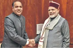  ?? HT PHOTO ?? HP chief minister Jai Ram Thakur with Prime Minister Narendra Modi in New Delhi on Friday.