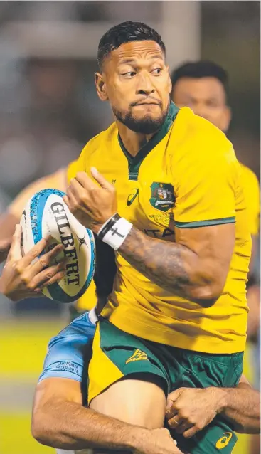  ?? Picture: AFP ?? MOJO BACK: Israel Folau of Australia runs with the ball during the Internatio­nal Rugby Union Championsh­ip match against Argentina in Salta, Argentina yesterday.