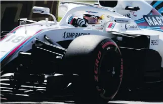  ??  ?? Lance Stroll gives his Williams Racing car a workout during practice rounds in Montreal on Friday. Stroll says he has ‘mixed feelings’ about the year.