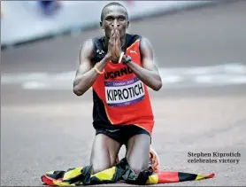  ??  ?? Stephen Kiprotich celebrates victory