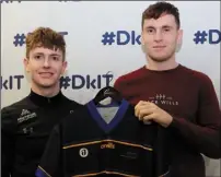  ??  ?? Conor Clarke receives his jersey from Niall Kearns.