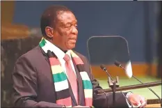  ??  ?? President Mnangagwa delivers his maiden address at the UN