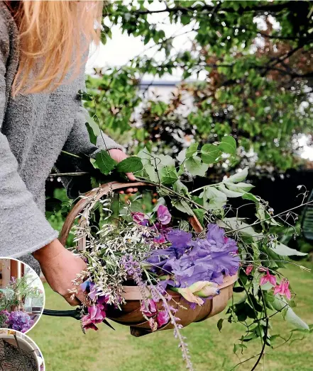  ?? PHOTOS: JULIA ATKINSON-DUNN ?? A trug is a great way to get flowers from the garden to the kitchen.