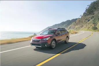  ?? COURTESY OF SUBARU OF AMERICA VIA AP ?? The Outback, a midsize crossover with a maximum towing capacity of 3,500pounds, which is suitable for decently sized boats and campers, is shown.