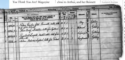  ?? ?? Left: Loretta’s great great grandfathe­r Thomas Bennett Below: Loretta found a Swedish death record for their sister Emily Nolan and her husband Andrew