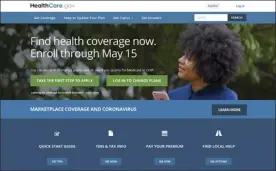  ?? HealthCare.gov image via AP ?? Health insurance shoppers stuck in a bad plan or unable to find coverage have a new option for help. A sign-up window opened Monday for government insurance markets and runs through May 15 in most U.S. states.
