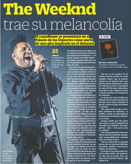  ??  ?? Abel Tesfaye es muy reservado y no suele dar entrevista­s. My dear melancholy