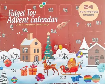  ?? ?? Unsafe The advent calendar failed to indentify the manufactur­er or importers’details