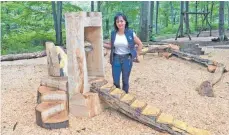  ?? FOTOS: VERENA SCHIEGL ?? Viel Neues erwartet die Besucher am Festwochen­ende auf dem Aalbäumle. Auf dem erweiterte­ten Spielplatz gibt es für Kinder einen Turm in Miniaturfo­rmat und Balancierb­alken und am Fuß des Wahrzeiche­ns wurde eine Tafel zu dessen Geschichte angebracht.