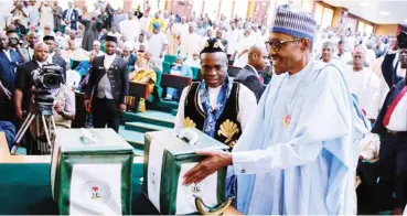  ??  ?? President Muhammadu Buhari presents 2018 budget recent at the National Assembly