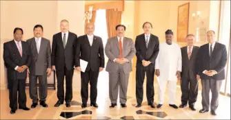  ??  ?? Federal Minister for Commerce, Khurram Dastgir Khan with the Ambassador­s of D-8 Countries.