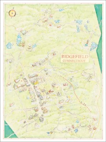  ?? Contribute­d photo ?? The Ridgefield Visitors’ Map features artist Bart Arnold’s drawings of town landmarks and locations.