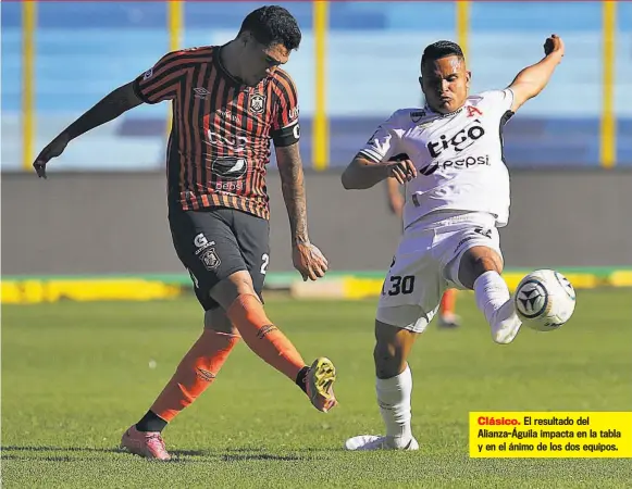  ?? ?? Clásico. El resultado del Alianza-águila impacta en la tabla y en el ánimo de los dos equipos.