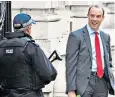  ??  ?? Dominic Raab outside Downing Street before Theresa May’s Brexit statement