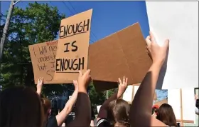  ?? PHOTOS COURTESY HALEY FORTUNA ?? A “Unity March Against Racism” in Richmond June 17included over 150people carrying signs and marching along Division Road.